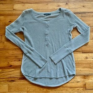 Prana Light Gray Waffle Henley Long Sleeve Top S Hiking, Loungewear